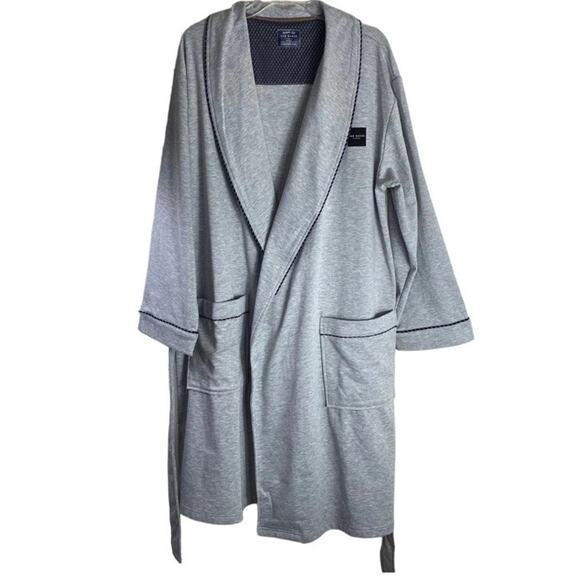 NWT Ted Baker London Mens Robe Sz Large/XL Brushed Pone Piped Trim Heather Grey - Picture 6 of 11